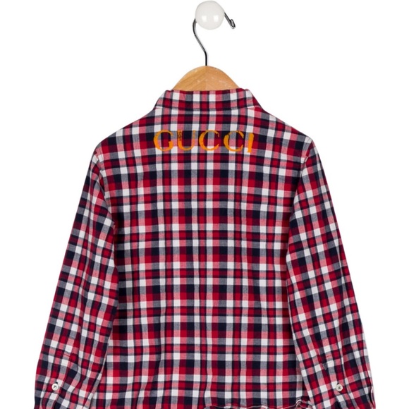 GUCCI Kids Plaid Button Down Shirt 8 - Picture 4 of 11